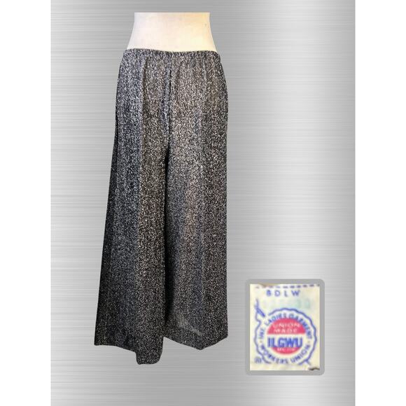 Vintage 70s Personal Black Silver Lurex Button Down Palazzo Pant Set L/XL - Picture 5 of 5